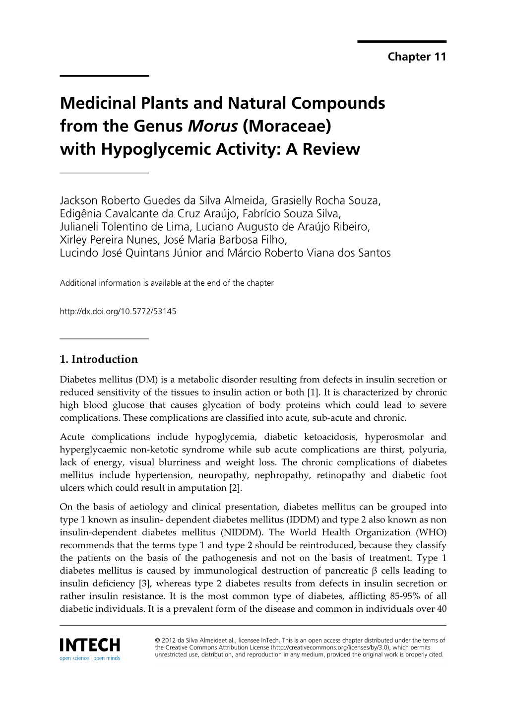 Medicinal Plants and Natural Compounds from the Genus Morus (Moraceae) with Hypoglycemic Activity: a Review