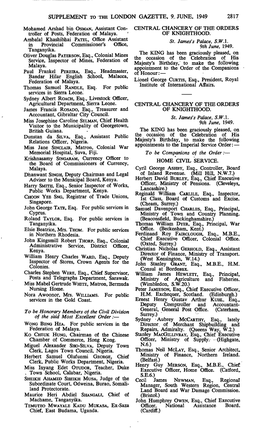 Supplement to the London Gazette, 9.. June, 1949 2817