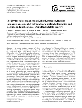 The 2002 Rock/Ice Avalanche at Kolka/Karmadon, Russian Caucasus