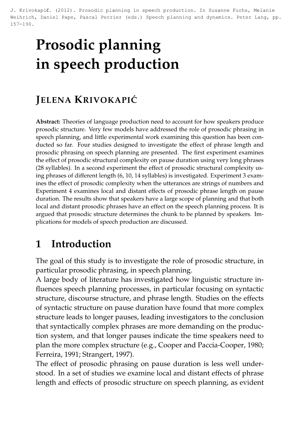 Prosodic Planning in Speech Production