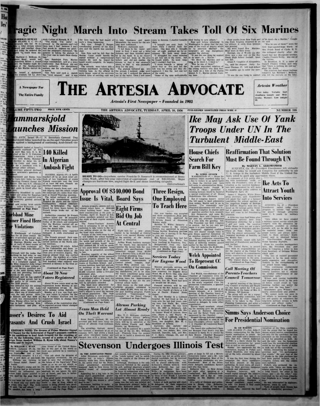 Artesia Advocate 1956 04 10.Pdf (13.58Mb)