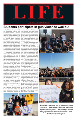 Students Participate in Gun Violence Walkout on February 26, Approximately Event on Facebook That Had Under 600 Students from Linn-Mar High 200 Confirmed Participants