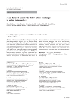 Mass Fluxes of Xenobiotics Below Cities: Challenges in Urban Hydrogeology
