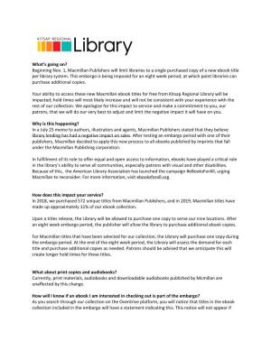 Beginning Nov. 1, Macmillan Publishers Will Limit Libraries to a Single Purchased Copy of a New Ebook Title Per Library System