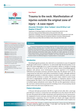 Trauma to the Neck: Manifestation of Injuries Outside the Original Zone Of