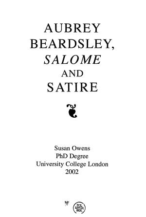 Aubrey Beardsley, Salome and Satire