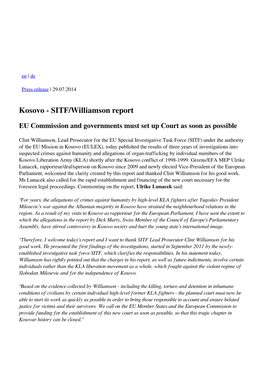 Kosovo - SITF/Williamson Report