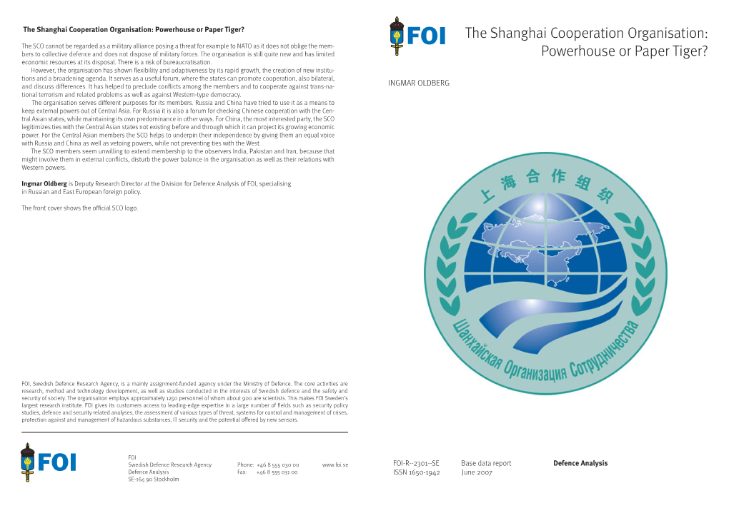 The Shanghai Cooperation Organisation