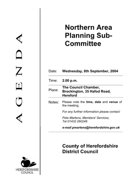 Northern Area Planning Sub- Committee Held at the Council Chamber, Brockington, 35 Hafod Road, Hereford on Wednesday, 11Th August, 2004 at 2.00 P.M
