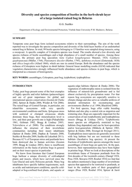 Diversity and Species Composition of Beetles in the Herb-Shrub Layer of a Large Isolated Raised Bog in Belarus