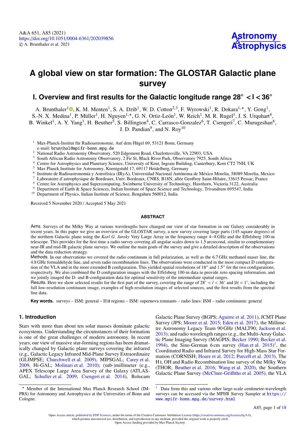 A Global View on Star Formation: the GLOSTAR Galactic Plane Survey I