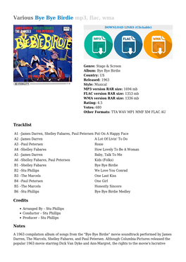 Various Bye Bye Birdie Mp3, Flac, Wma