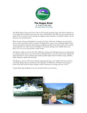 The Rogue River 3, 4 and 5 Day Trips Riverside Beach Camping