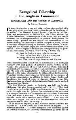 Evangelical Fellowship in the Anglican Communion EVANGELICALS and the CHURCH in AUSTRALIA by STUART BABBAGE