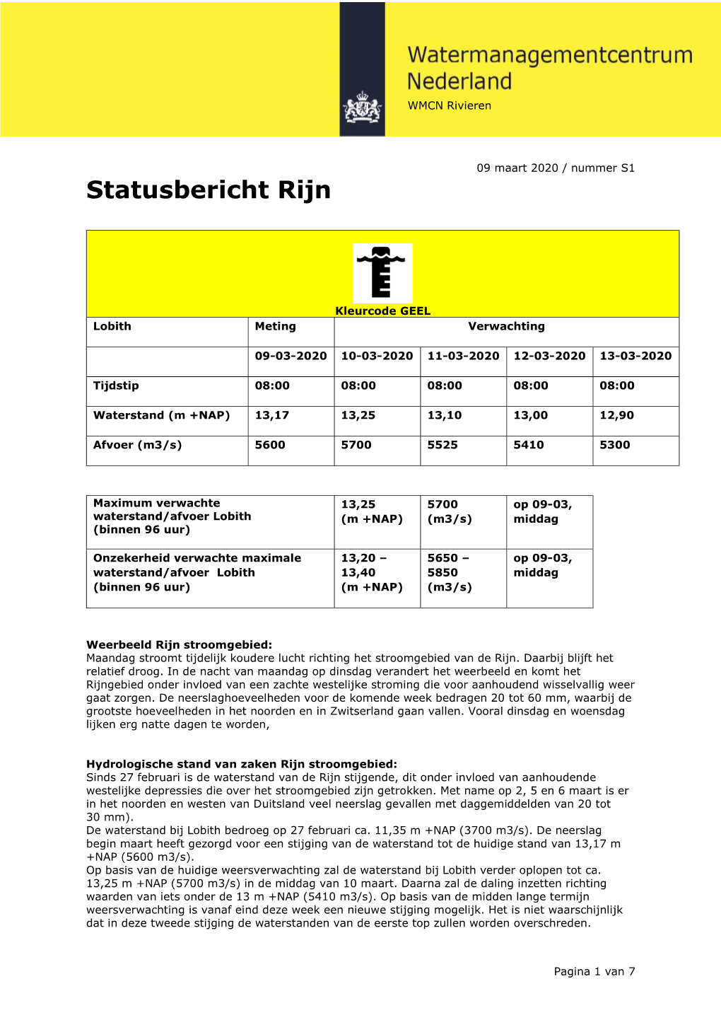 Statusbericht S01 Rijn
