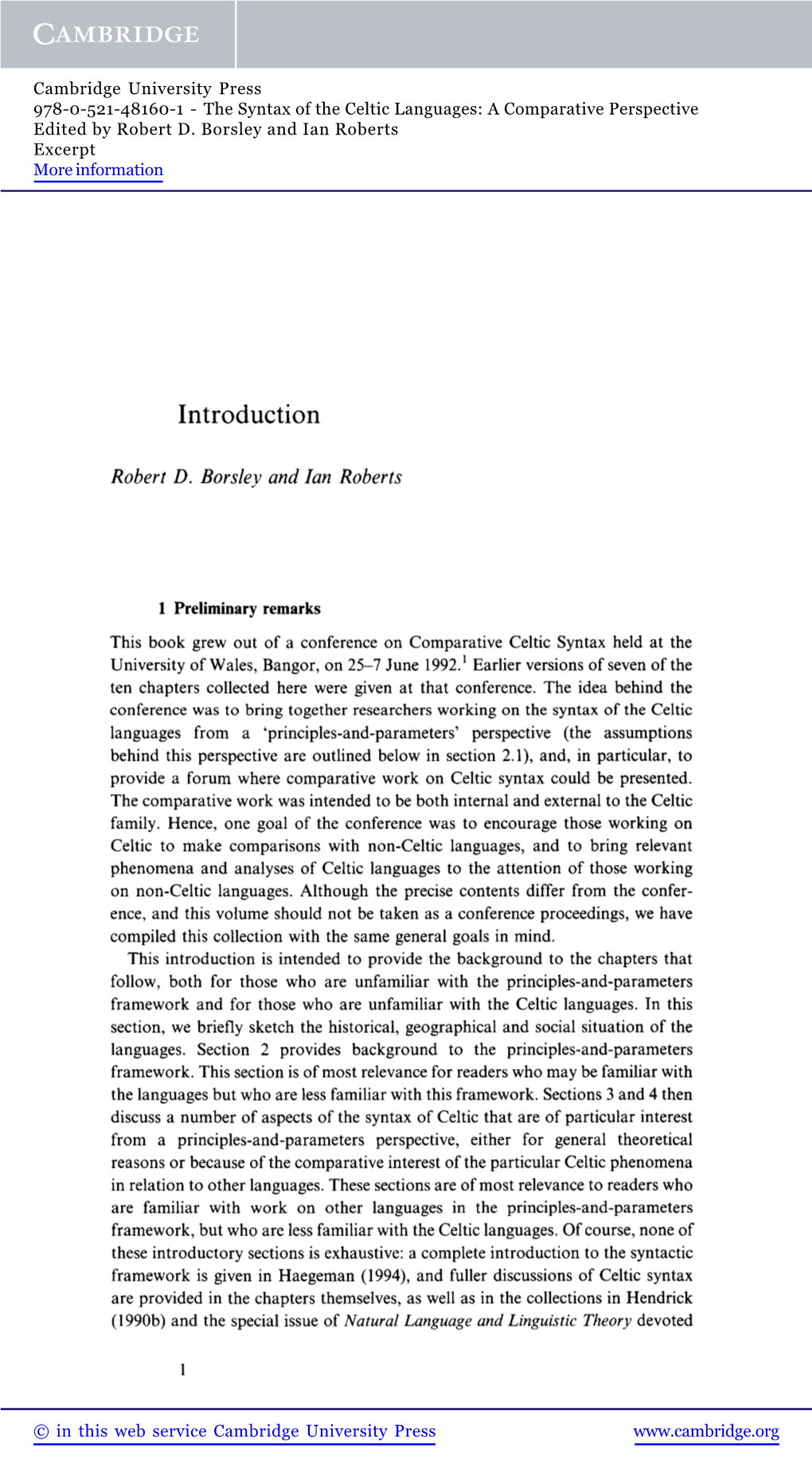 The Syntax of the Celtic Languages: a Comparative Perspective Edited by Robert D