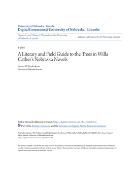 A Literary and Field Guide to the Trees in Willa Cather's Nebraska Novels