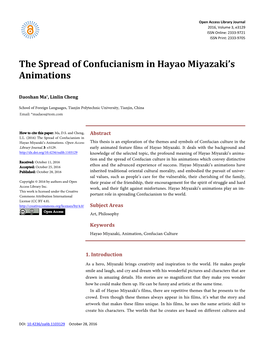 The Spread of Confucianism in Hayao Miyazaki's Animations
