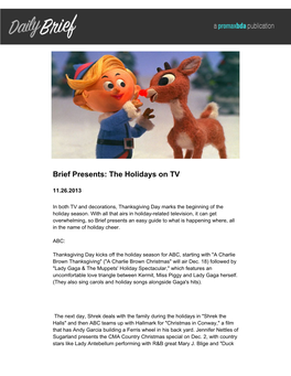 Brief Presents: the Holidays on TV