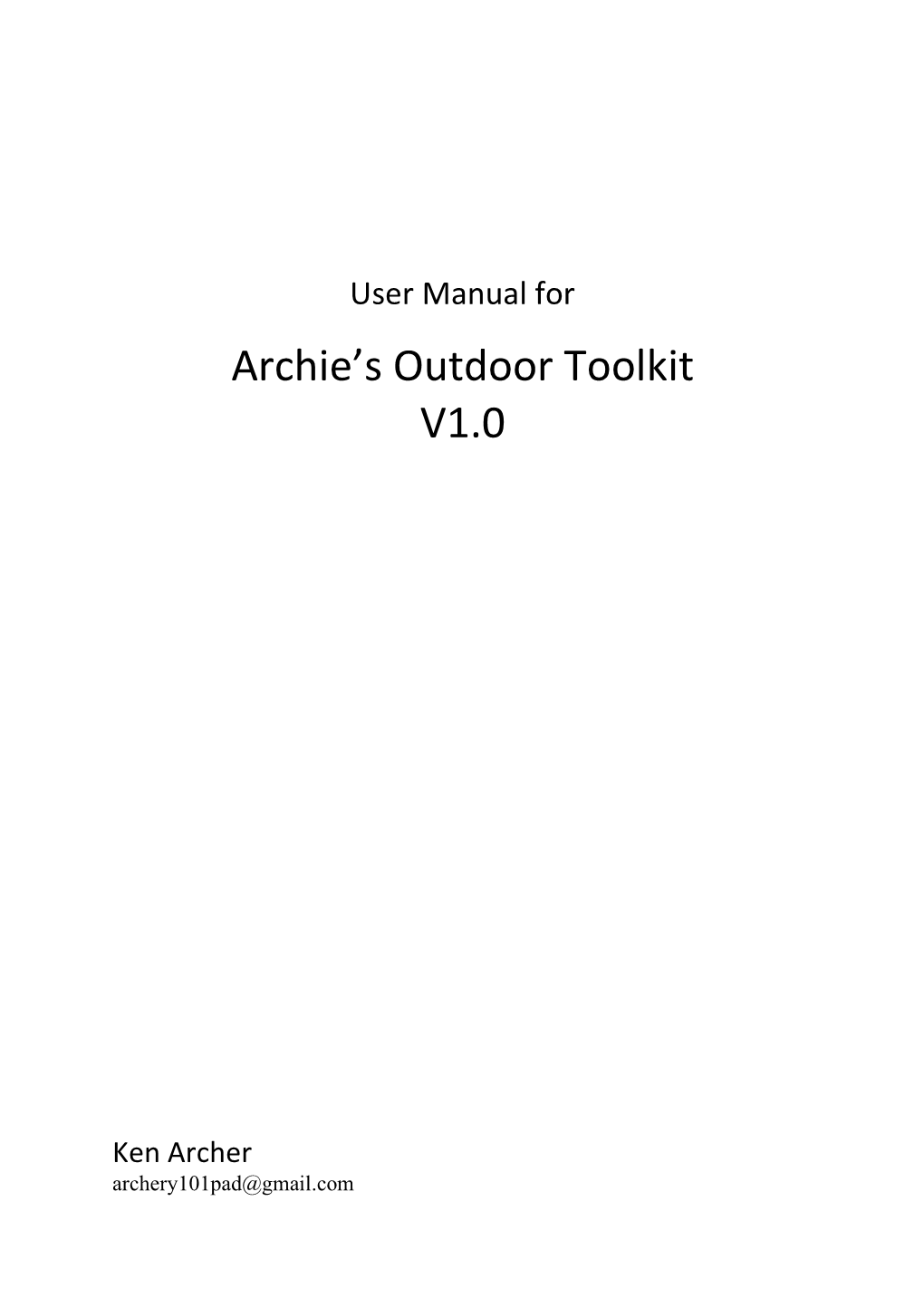 Archie's Outdoor Toolkit V1.0