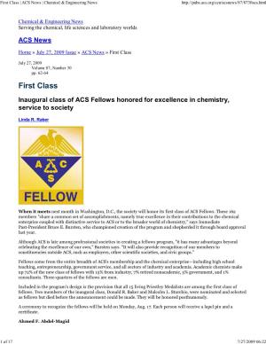Inaugural Class of ACS Fellows Honored for Excellence in Chemistry, Service to Society