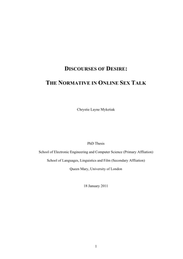 Discourses of Desire: the Normative in Online Sex Talk