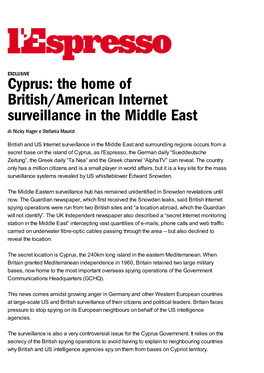 The Home of British/American Internet Surveillance in the Middle East Di Nicky Hager E Stefania Maurizi