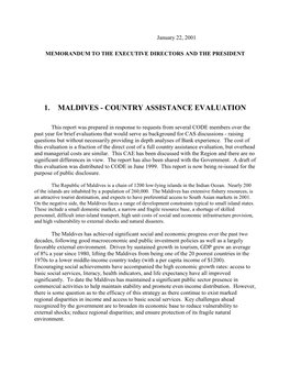 1. Maldives - Country Assistance Evaluation