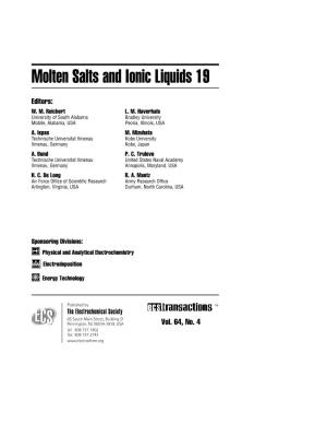 Molten Salts and Ionic Liquids 19