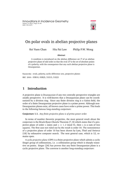 On Polar Ovals in Abelian Projective Planes