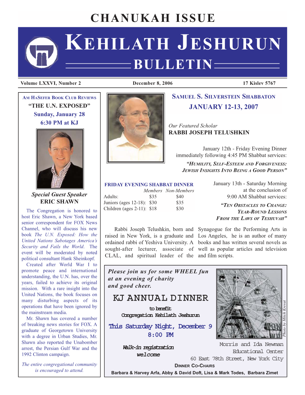Kehilath Jeshurun Bulletin