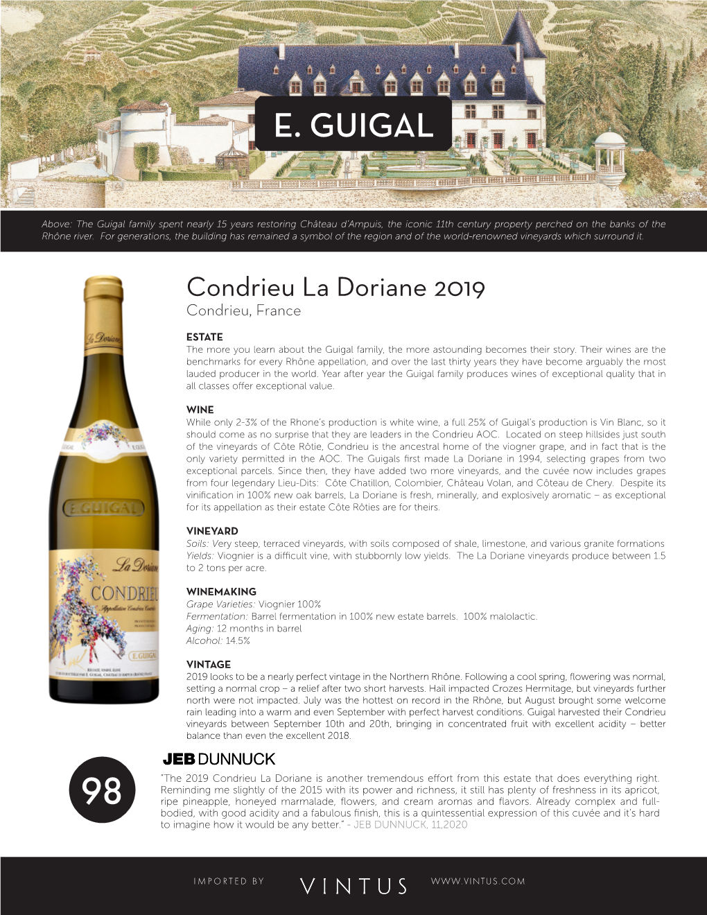 E. Guigal Condrieu La Doriane 2019 Tech Sheet