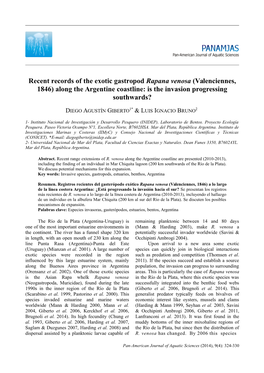 Recent Records of the Exotic Gastropod Rapana Venosa (Valenciennes, 1846) Along the Argentine Coastline: Is the Invasion Progressing Southwards?