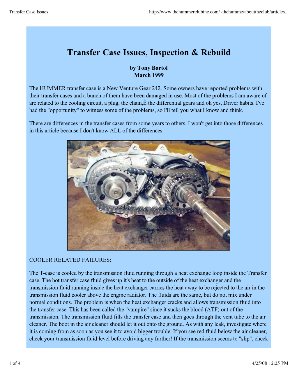 Transfer Case Issues, Inspection & Rebuild
