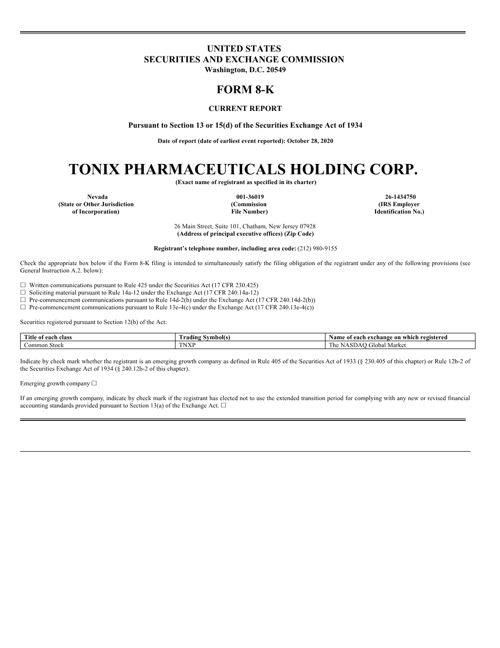 Tonix Pharmaceuticals Holding Corp. (TNXP)