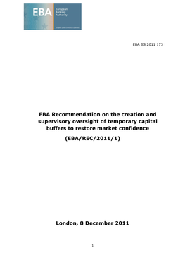EBA Recommendation on the Creation and Supervisory Oversight of Temporary Capital Buffers to Restore Market Confidence