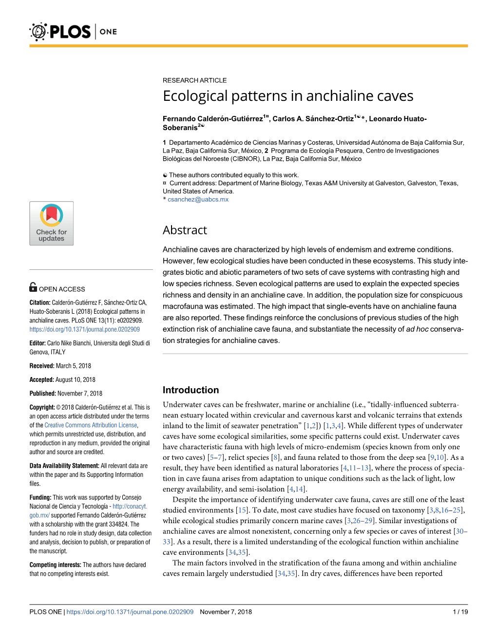 Ecological Patterns in Anchialine Caves