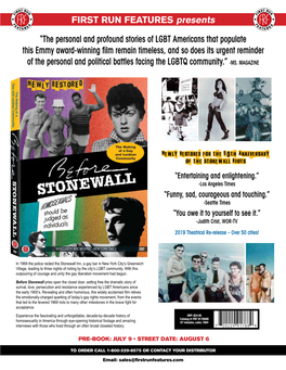 Newly Restored for the 50Th Anniversary of the Stonewall Riots