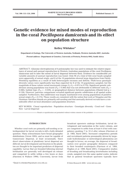 Genetic Evidence for Mixed Modes of Reproduction in the Coral Pocillopora Damicornis and Its Effect on Population Structure