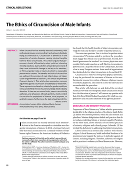 The Ethics of Circumcision of Male Infants Allan J