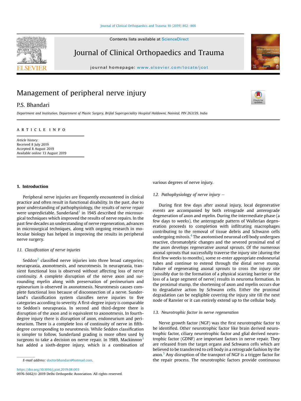 Management of Peripheral Nerve Injury