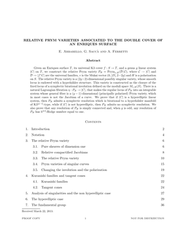 Relative Prym Varieties Associated to the Double Cover of Enriques Surfaces