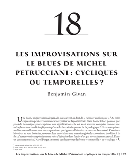 Les Improvisations Sur Le Blues De Michel Petrucciani : Cycliques Ou Temporelles ?