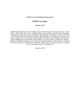 Earth System Modeling Framework ESMF User Guide