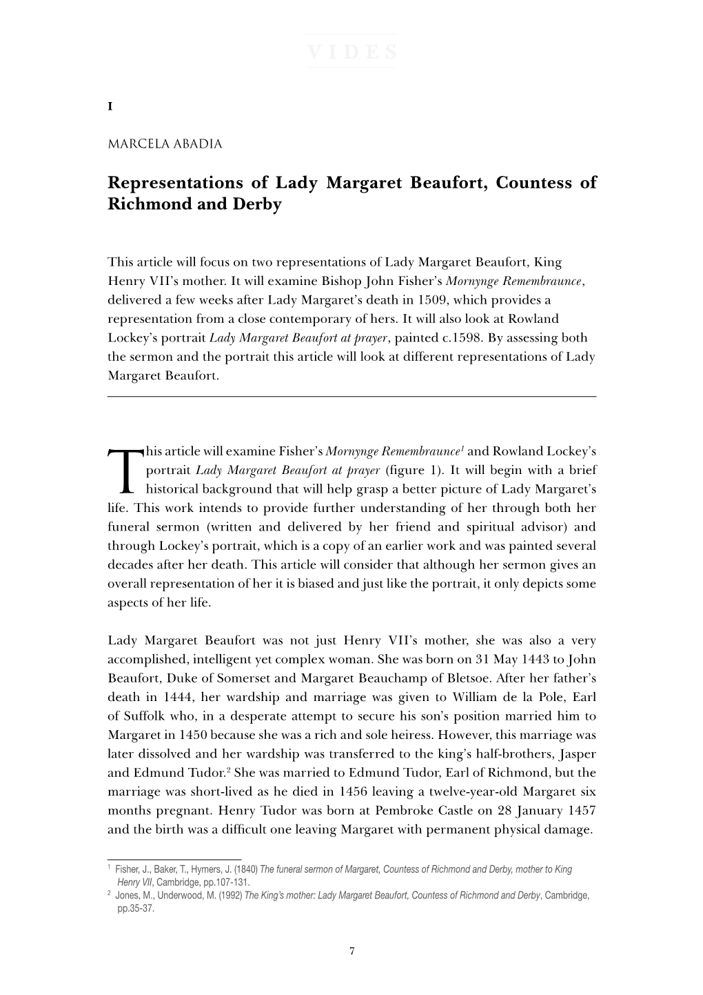 Representations of Lady Margaret Beaufort, Countess of Richmond and Derby