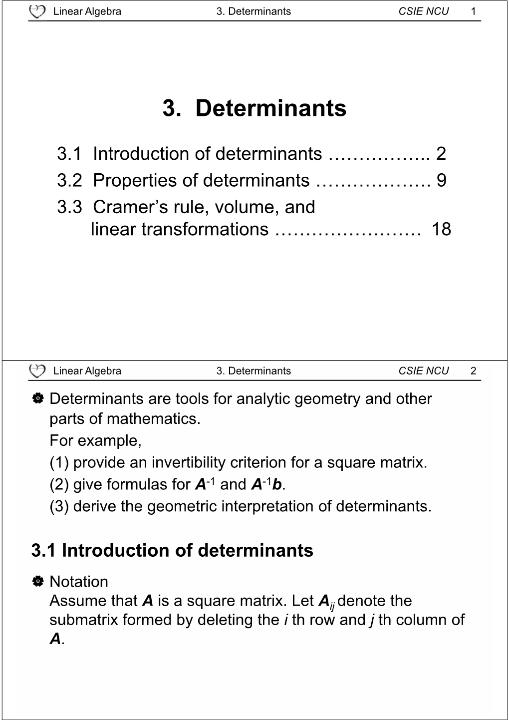 3. Determinants CSIE NCU 1