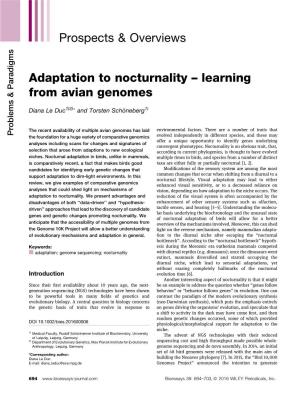 Adaptation to Nocturnality – Learning from Avian Genomes