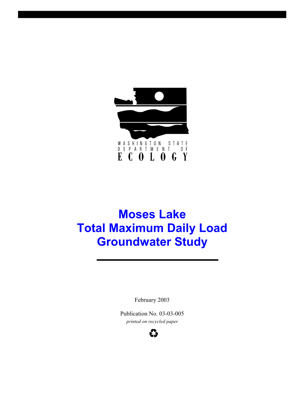 Moses Lake Total Maximum Daily Load Groundwater Study