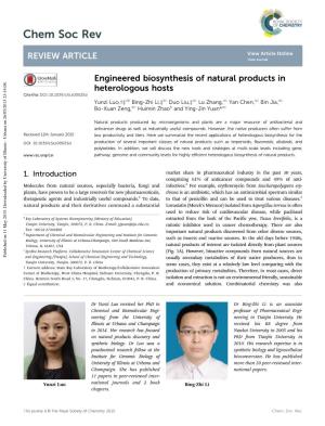 Engineered Biosynthesis of Natural Products in Heterologous Hosts