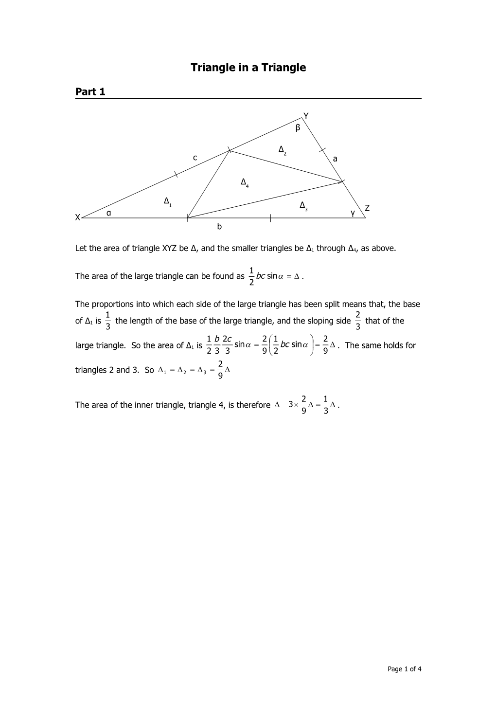 Triangle in a Triangle